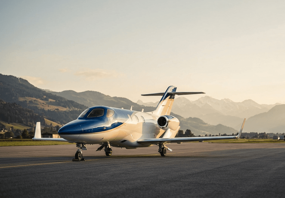 HondaJet HA-420 taking off from a runway